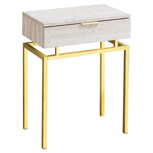 Beige Marble Gold Metal Accent Table