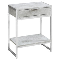 Grey Cement Chrome Metal Accent Table