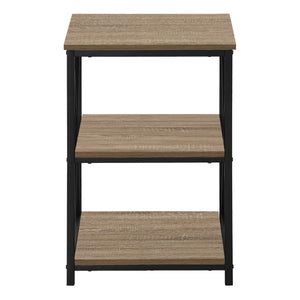 Dark Taupe Wood-look Black Metal Side Table Nightstand