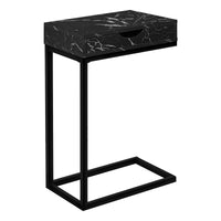 Black Marble-look Black Metal Side Table