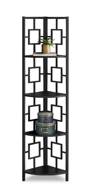 Black Black Metal Corner Etagere Bookcase