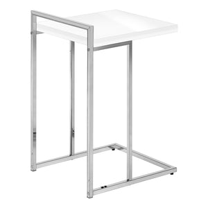 Glossy White Chrome Metal Side Table