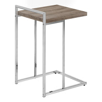 Dark Taupe Wood-look Chrome Metal Side Table