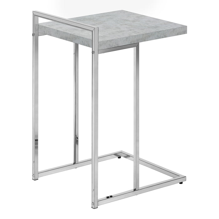 Grey Cement-look Chrome Metal Side Table