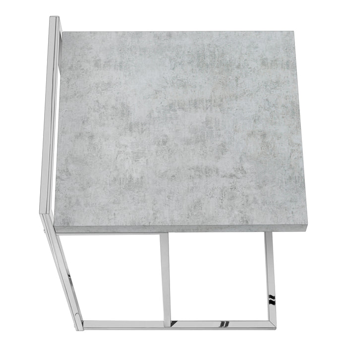 Grey Cement-look Chrome Metal Side Table