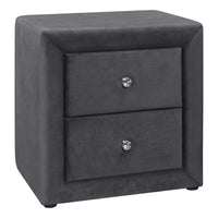 Dark Grey Velvet Bedroom Nightstand