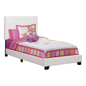 Twin Size White Leather-look Bed