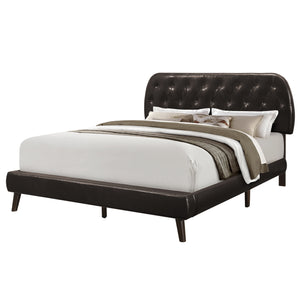 Queen Size Brown Leather-look With Wood Legs Bed