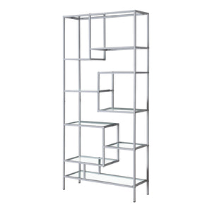 Silver Metal with Tempered Glass Bookcase