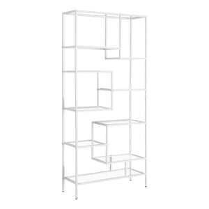White Metal with Tempered Glass Bookcase