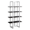 Espresso Silver Metal Bookcase