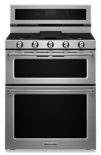 KitchenAid 6 Cu. Ft. Gas Range with Self-Clean and Double Oven - Stainless Steel - KFGD500ESS 