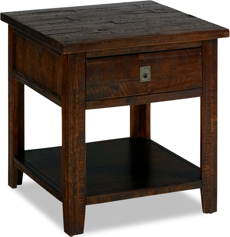 Kona Grove End Table - Rustic style End Table in Dark Brown Wood