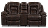 Leo Leath-Aire® Fabric Glider Reclining Loveseat - Walnut