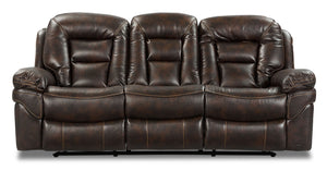 Leo Leath-Aire® Fabric Reclining Sofa - Walnut