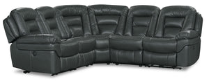 Leo 5-Piece Faux Leather Power Reclining Sectional - Grey