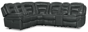 Leo 6-Piece Leath-Aire® Fabric Power Reclining Sectional - Grey