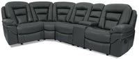 Leo 5-Piece Leath-Aire® Fabric Reclining Sectional with Console - Grey 