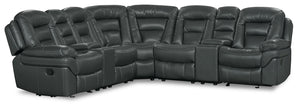 Leo 7-Piece Leath-Aire® Fabric Reclining Sectional - Grey