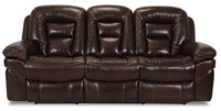 Leo Genuine Leather Power Reclining Sofa - Walnut 