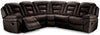 Leo 5-Piece Leath-Aire® Fabric Power Reclining Sectional - Walnut