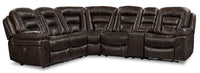 Leo 6-Piece Leath-Aire® Fabric Power Reclining Sectional - Walnut 