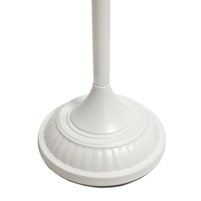 Elegant Designs 1 Light Torchiere Floor Lamp with Marbleized White Glass Shade, White