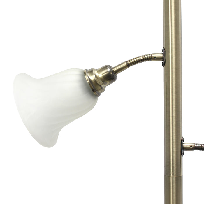 Elegant Designs 3 Light Floor Lamp with Scalloped Glass Shades, Antique Brass