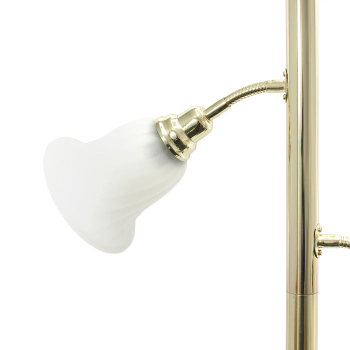 Elegant Designs 3 Light Floor Lamp with Scalloped Glass Shades, Gold
