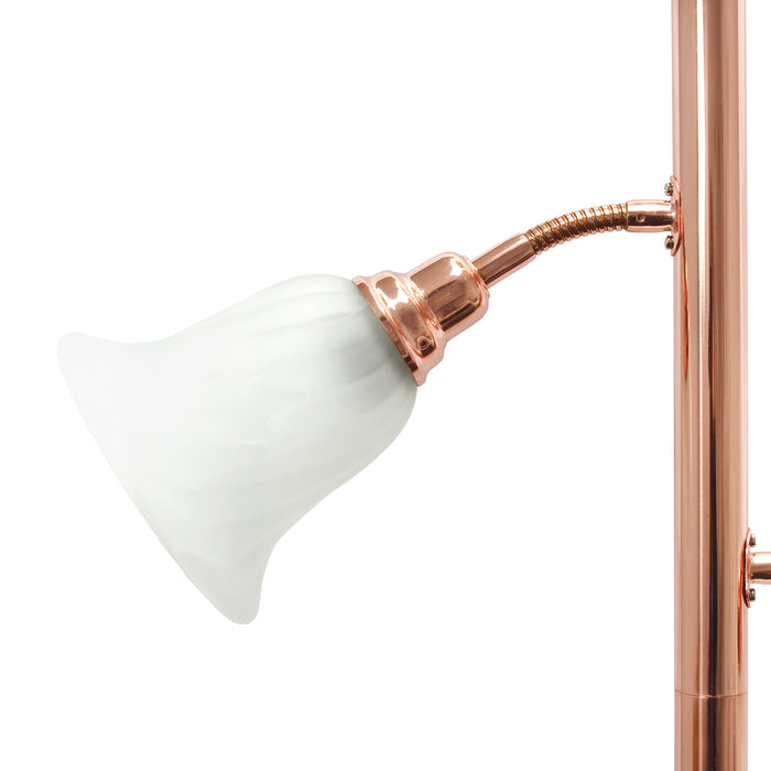 Elegant Designs 3 Light Floor Lamp with Scalloped Glass Shades, Rose Gold