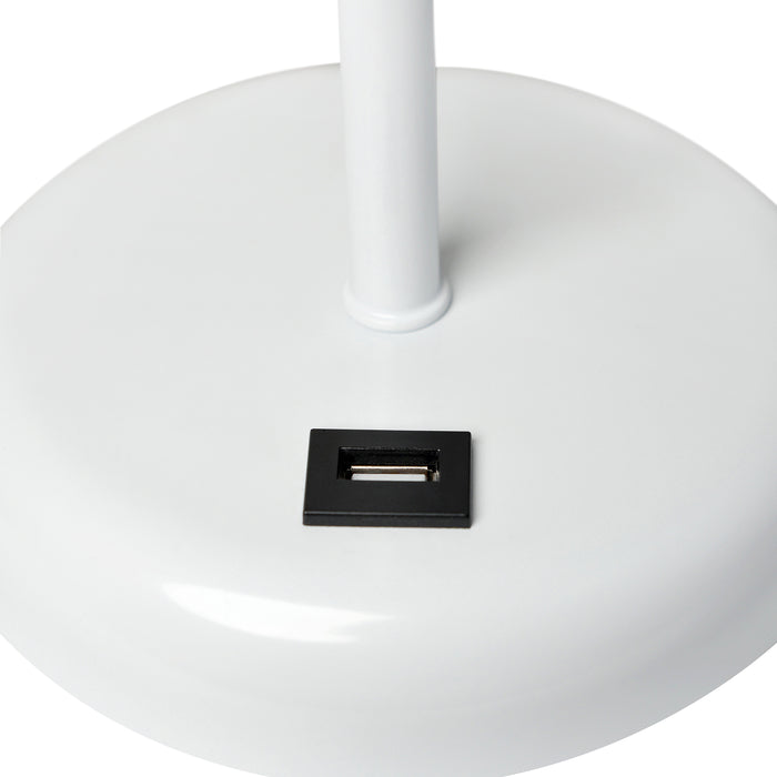 Limelights White Stick Lamp with Usb Charging Port And Fabric Shade, Aqua  Table Lamp