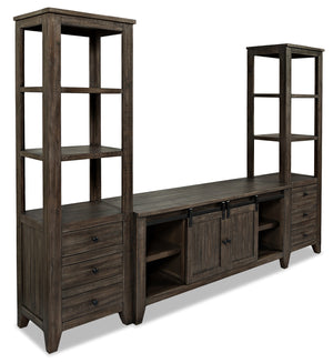 Madison Rustic 3-Piece Wall Unit Entertainment Centre with Storage and Cable Management for TVs up to 65