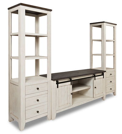 Madison Barn-Door 3-Piece Entertainment Centre with 60” TV Opening – White