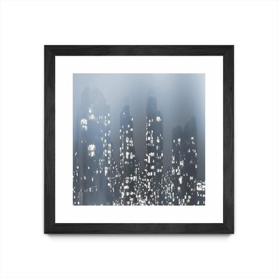 "Dark City" Matted and Framed Black 36x36 Wall Art