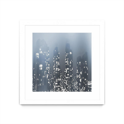 "Dark City" Matted and Framed White 30x30 Wall Art