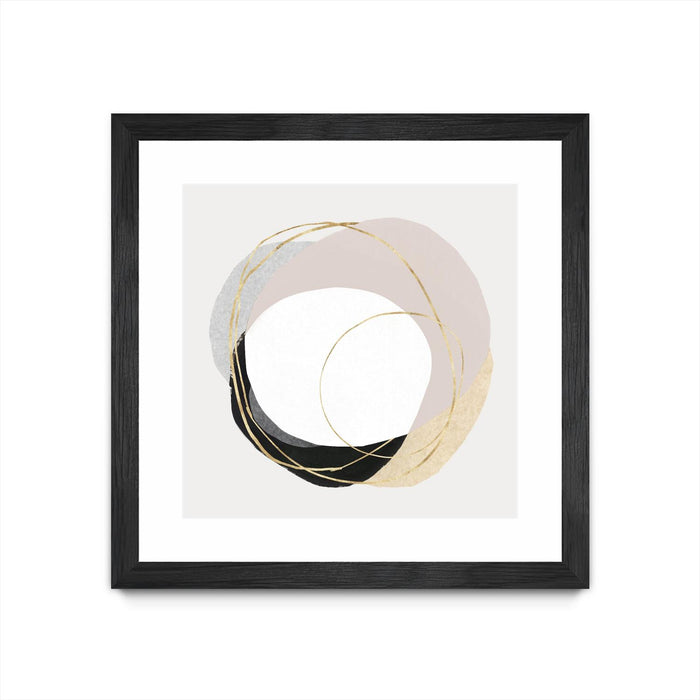 \"Ring Of Gold Ii\" Matted and Framed Black 36x36 Wall Art