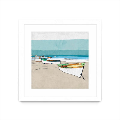 "Lined Up" Matted and Framed White 30x30 Wall Art