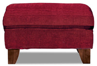 Reese Chenille Ottoman - Red