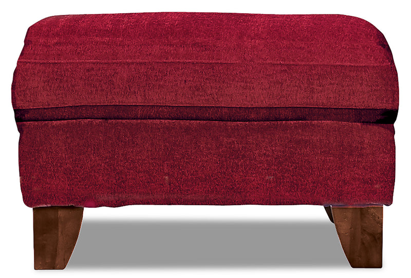 Reese Chenille Ottoman – Red - Contemporary style Ottoman in Red