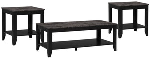 Roma 3-Piece Coffee and Two End Tables Package - Black