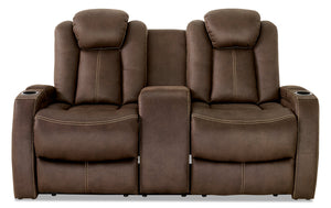 Ross Faux Suede Power Reclining Loveseat - Chocolate