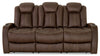 Ross Faux Suede Power Reclining Sofa with Power Headrest - Chocolate