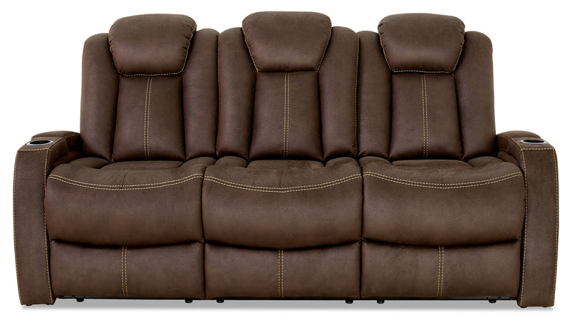 Ross Faux Suede Power Reclining Sofa – Chocolate - Contemporary style Sofa in Chocolate