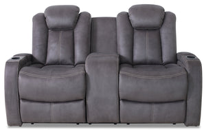 Ross Faux Suede Power Reclining Loveseat - Pewter