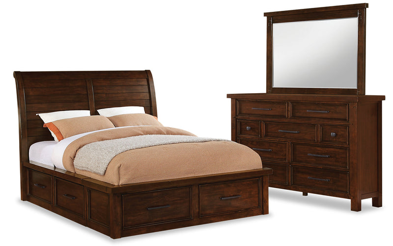 Sonoma 5-Piece King Storage Bedroom Set - Dark Brown - Rustic style Bedroom Package in Dark Brown