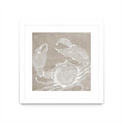 "Neutral Surf Side I" Matted and Framed White 30x30 Wall Art