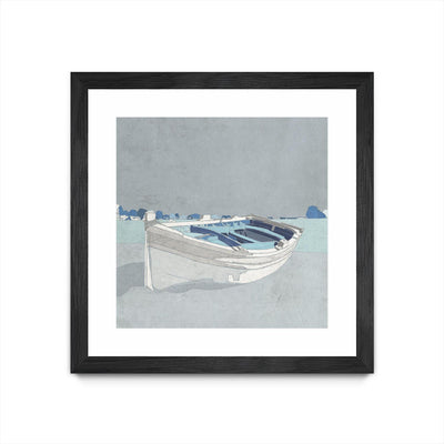 "Docked Ashore Ii" Matted and Framed Black 30x30 Wall Art