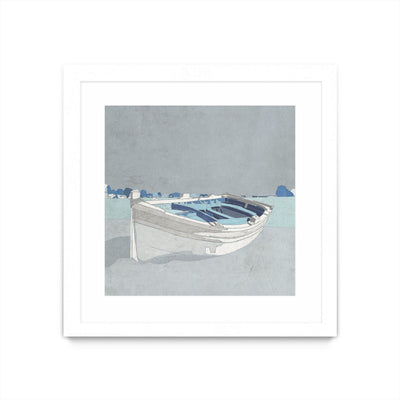 "Docked Ashore Ii" Matted and Framed White 30x30 Wall Art