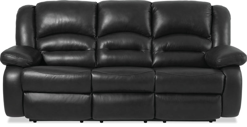 Toreno Genuine Leather Power Reclining Sofa - Black - {Contemporary} style Sofa in Black {Plywood}, {Solid Woods}