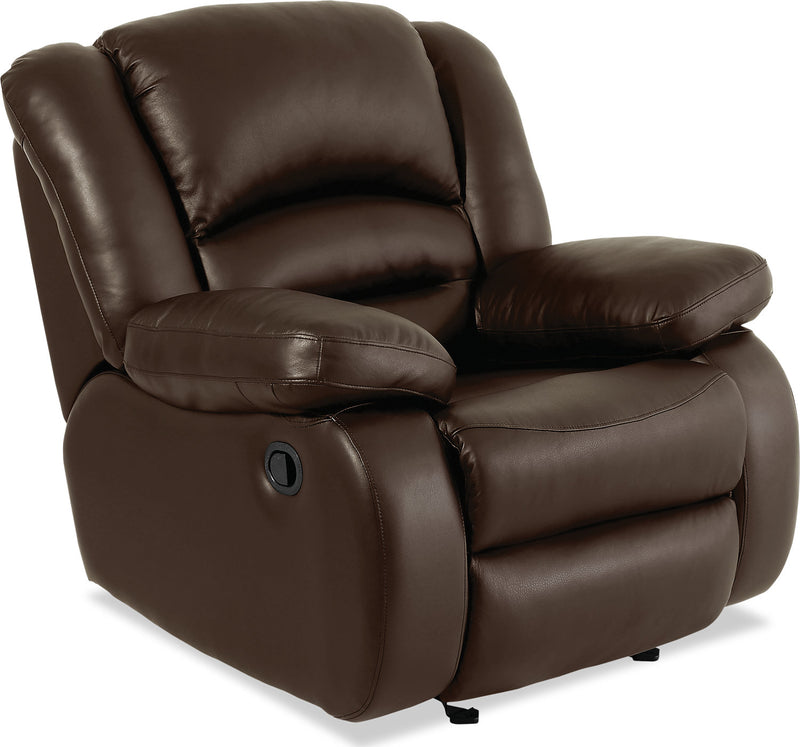 Toreno Genuine Leather Recliner - Brown - {Contemporary} style Chair in Brown {Plywood}, {Solid Woods}